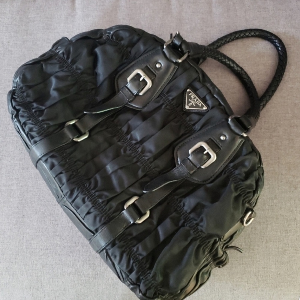 Open to TRADE: Prada Leather Crossbody Bag w/Braided Handles and Buckle Accents